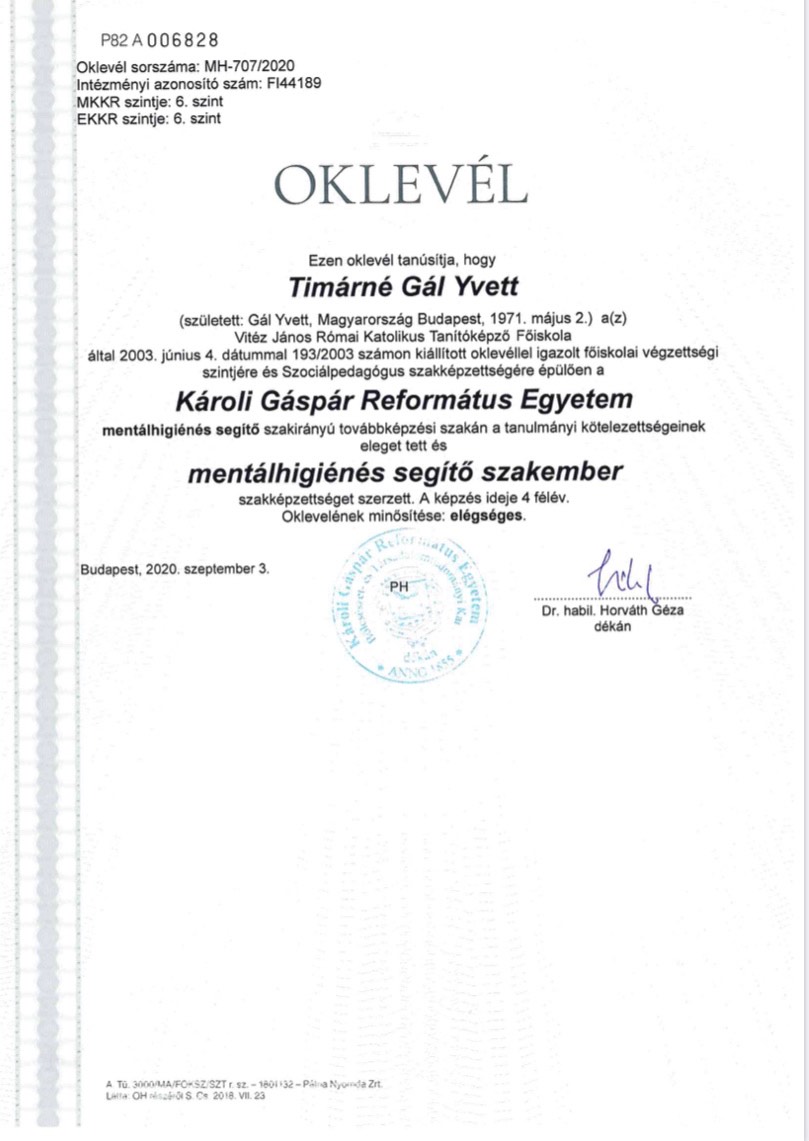 085 Gál Yvette Mentálhigiénés segítő